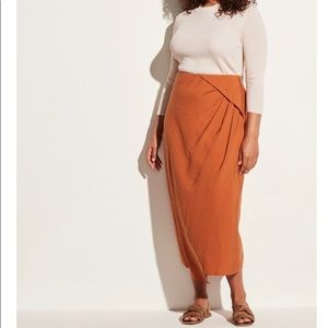 Vince Asymmetric Cascade Drape Skirt in Dark Ginger/Rust/Orange